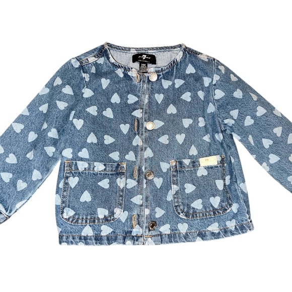 7 For All Mankind Other - 24 months 7 for all mankind Heart Patterned Blue Denim Kids Jacket